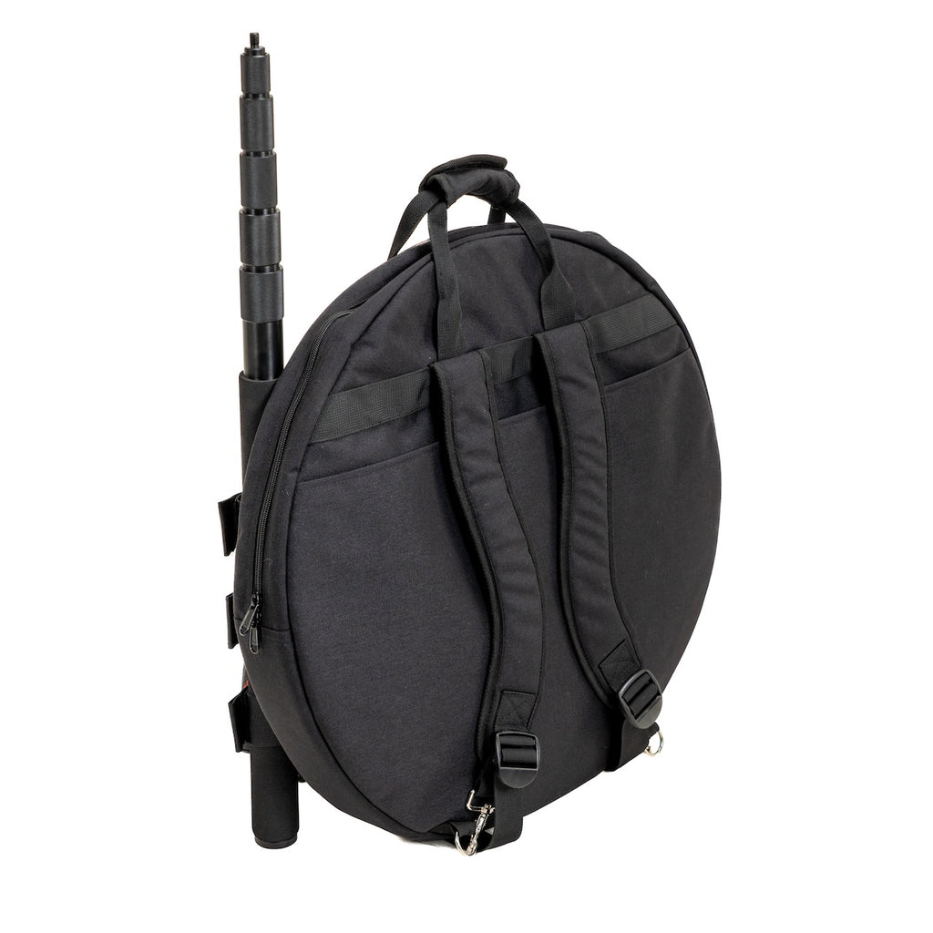 Carrying case rear showing backpack straps