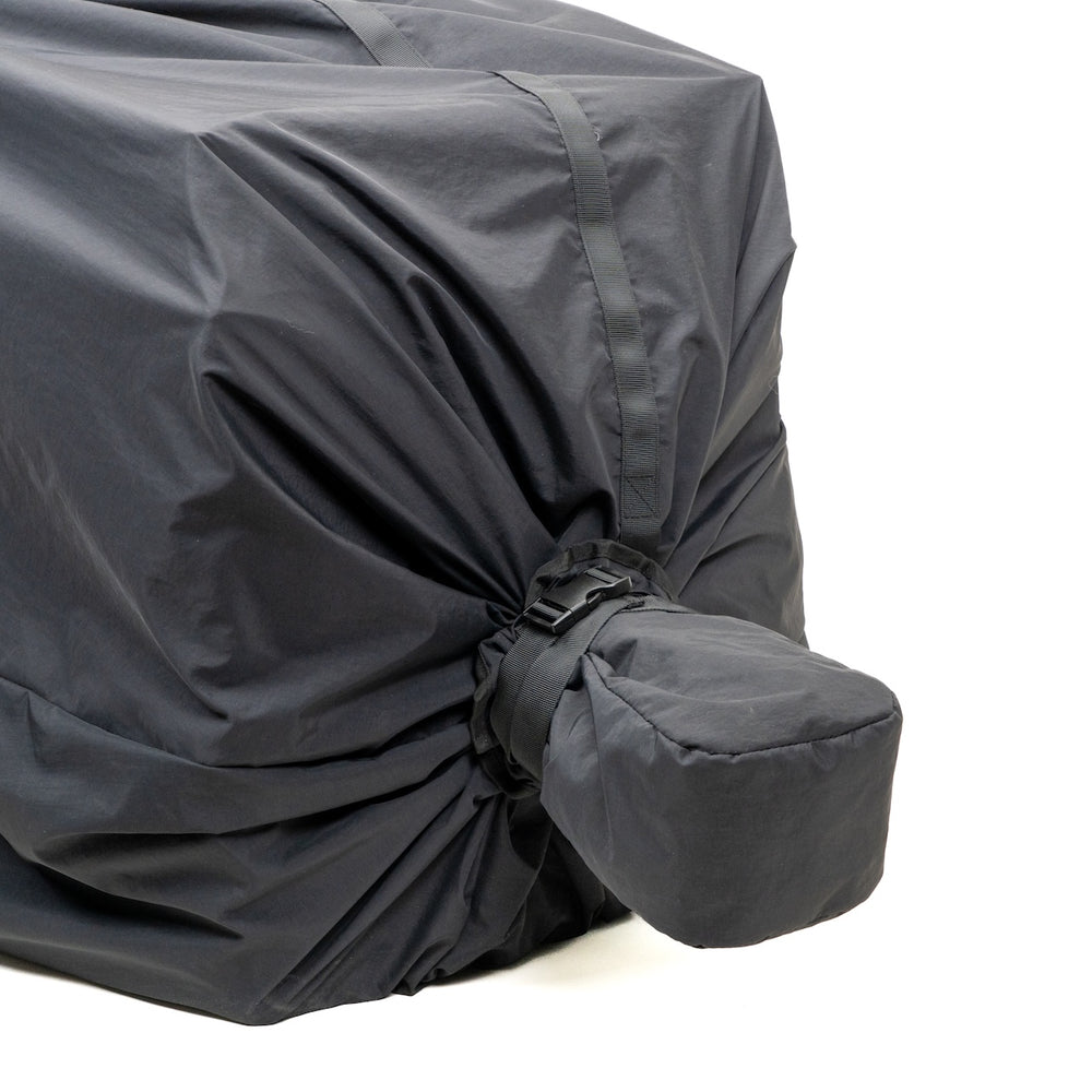 Close-up of the Rapid Cinch drawstring closure with the attached Faraday cap
