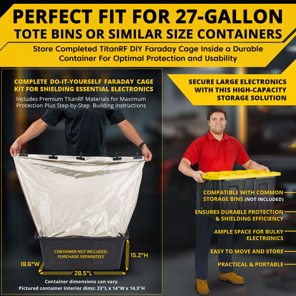 TitanRF Faraday Fabric Kit Includes 44W x 36L TitanRF Fabric 36L TitanRF Tape Instructions. Military Grade Conductive Material Shields RF Signals (WiFi, Cell, Bluetooth, RFID, EMF Radiation