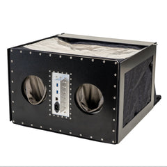 black analysis enclosure with glove holes