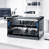 Computer hardware case on a desk in an office setting