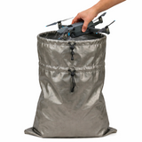 Mission Darkness TitanRF Faraday Sack open with drone inside