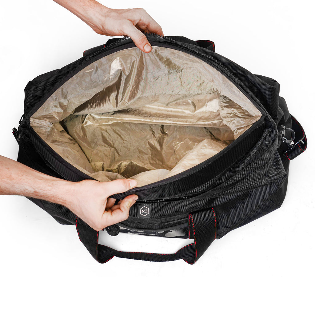 X2 Faraday Duffel main compartment loaded with devices